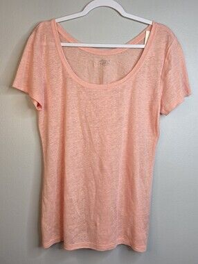 NWT Loft Linen T-Shirt Medium Peach Coral Scoop Neck Short Sleeve Top Sz M Nwt